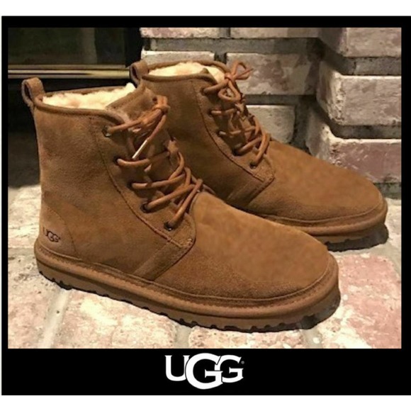 UGG Harkley Chestnut Suede Boots Lined Sheepskin - Picture 4 of 8